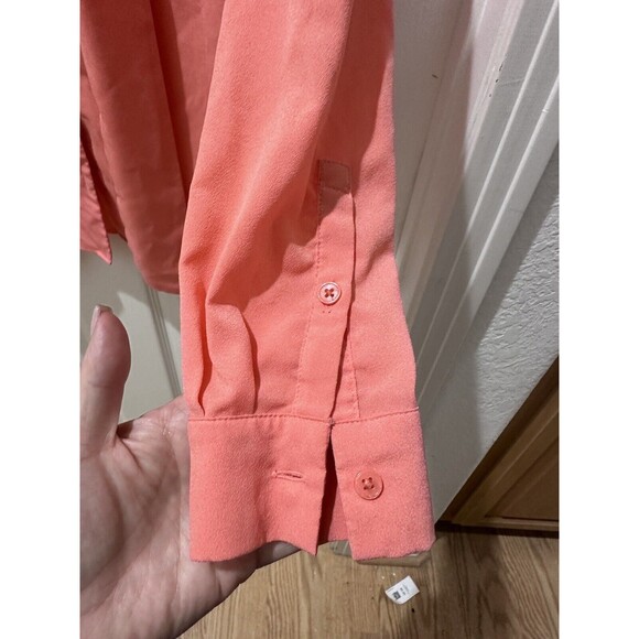 Banana Republic Tie Long Sleeve Blouse Top Salmon Petite XS - Picture 6 of 10